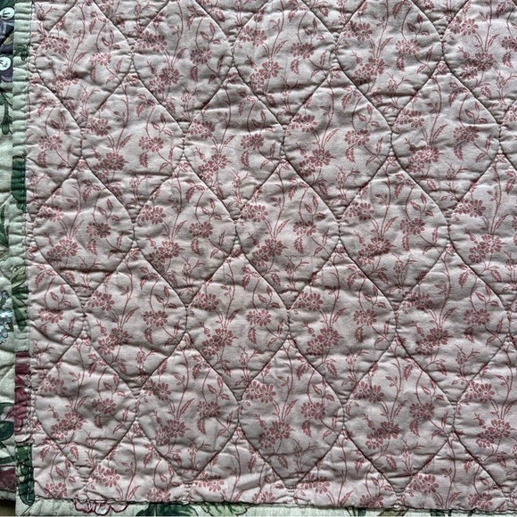 Pottery Barn Adelise Reversible Cotton Linen Floral Quilt Queen - Picture 12 of 14